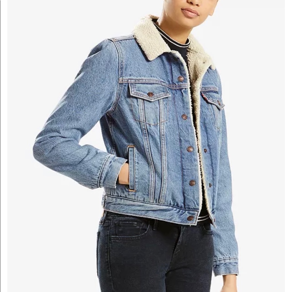 Best HD Pictures about  Levi S Ex Bf Sherpa Trucker Jacket  with No AI Images